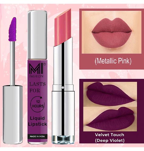 Silky Smooth Lips Set Of 2 Long Lasting Liquid Lipstick & Creamy Matte Lipstick